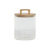 Pot de Rangement Cylindrique en Verre Cannelé avec Couvercle en Bambou (3L)