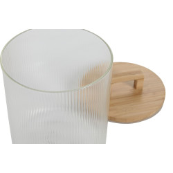 POT VERRE ONDUL 3L 16X16X23 COUV BAMBOU