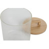 Pot de Rangement Cylindrique en Verre Cannelé avec Couvercle en Bambou (3L)