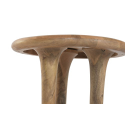 Table d'Appoint Ronde en Bois de Manguier – Style Industriel (D. 45 x 50 cm)