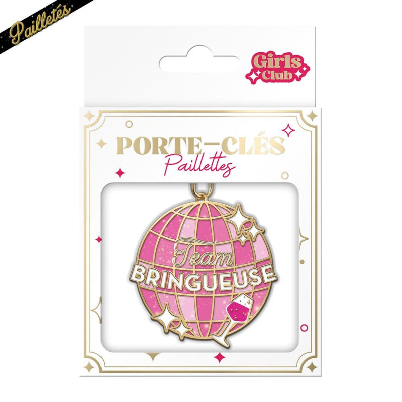 Porte-Clés "Team Bringueuse" en Métal Pailleté | Design Boule à Facettes Fun Porte-Clés "Team Bringueuse" en Métal Pailleté | Design Boule à Facettes Fun