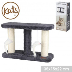 Griffoir Horizontal KATS® "Mini-Pont" pour Chat | 2 Poteaux en Sisal et 2 Souris de Jeu