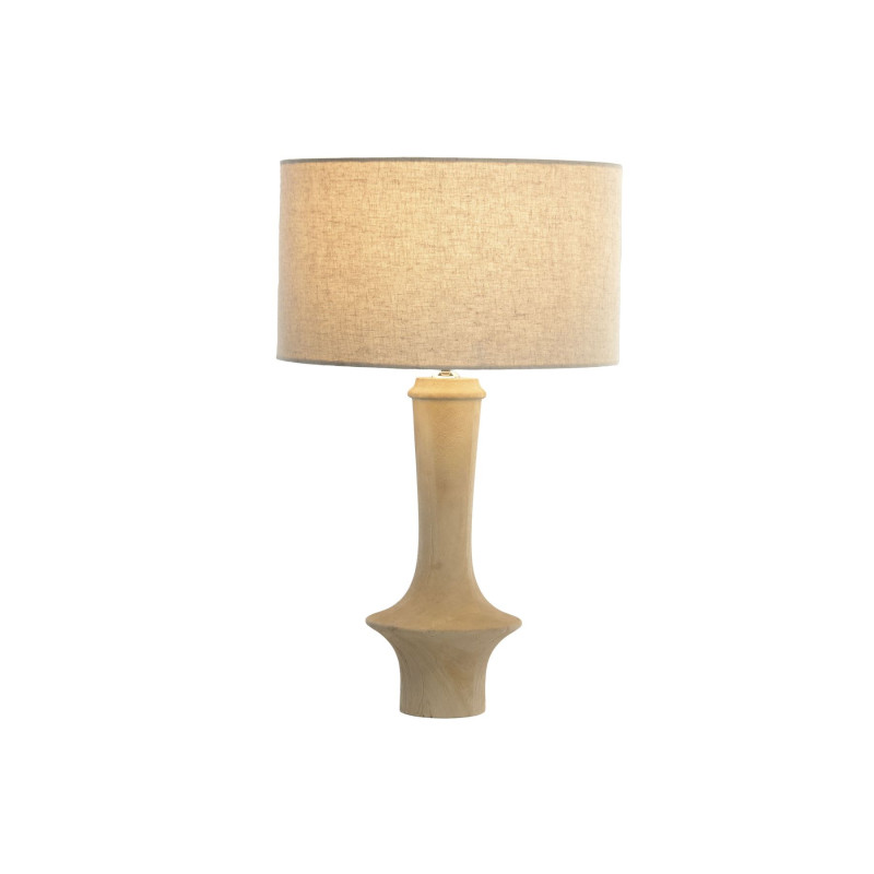 Lampe de Table en Manguier Sculpté et Abat-jour Cylindrique Lin (D40x65 cm) Lampe de Table en Manguier Sculpté et Abat-jour Cylindrique Lin (D40x65 cm)