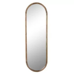Miroir Mural Ovale en Bois de Manguier | Cadre Naturel 36x115 cm