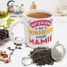 COFFRET MUG BOULE A THE "MAMIE" A PAILLE