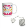 COFFRET MUG BOULE A THE "MAMIE" A PAILLE