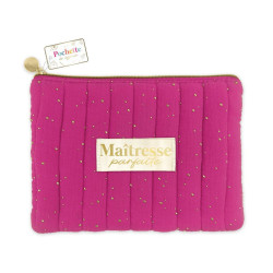 Pochette Matelassée en Gaze de Coton Fuchsia "Maîtresse Parfaite"