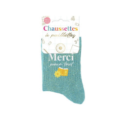 CHAUSSETTES PAILLETTES MERCI POUR TOUT