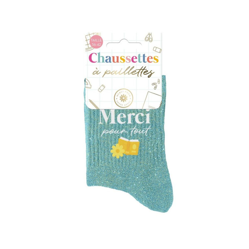 CHAUSSETTES PAILLETTES MERCI POUR TOUT