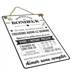 PLAQUE METAL 40X60 REGLE DU BONHEUR