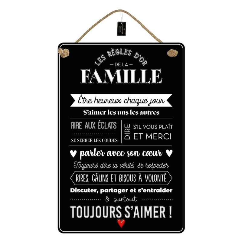 PLAQUE METAL 40X60 REGLE DE LA FAMILLE