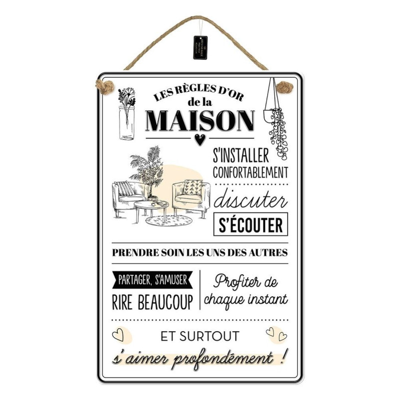 Plaque Métal Décorative "LES RÈGLES D'OR DE LA MAISON" | 40 x 60 cm Plaque Métal Décorative "LES RÈGLES D'OR DE LA MAISON" | 40 x 60 cm