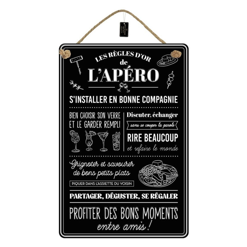 Plaque Métal Décorative "LES RÈGLES D'OR DE L'APÉRO" | 40 x 60 cm Plaque Métal Décorative "LES RÈGLES D'OR DE L'APÉRO" | 40 x 60 cm