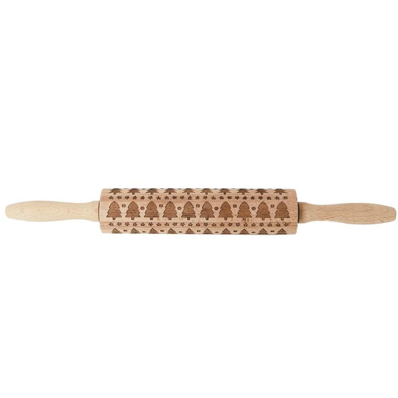 ROULEAU A PAT EN BOIS EMPREINTE SAPINS