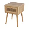 Table de Chevet BALI avec Tiroir Cannage en Rotin Naturel