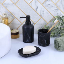 PORTE SAVON MARBRE NOIR POLYRESINE