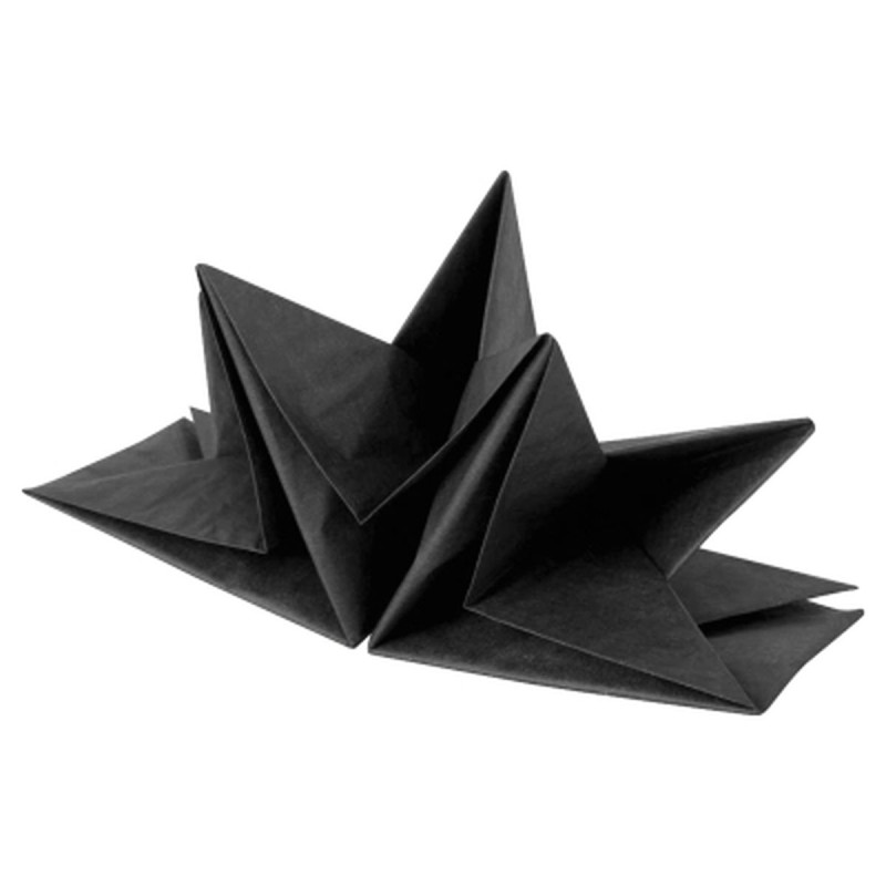 SERVIETTES PRE PLIEES NOIR X12 EN PAPIER