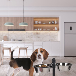 SUPPORT DOUBLE GAMELLES HAUTEUR REGL 43
