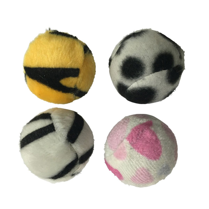 Set de 4 Balles Sonores en Peluche pour Chat - Love Story Set de 4 Balles Sonores en Peluche pour Chat - Love Story