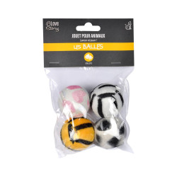 Set de 4 Balles Sonores en Peluche pour Chat - Love Story