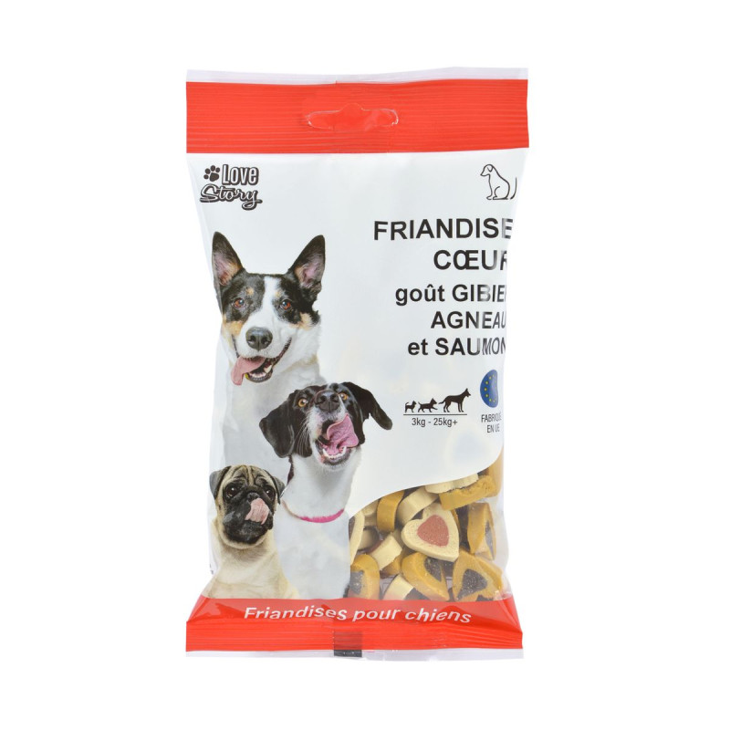 FRIANDISES CŒUR POUR CHIEN GOÛT GIBIER/A