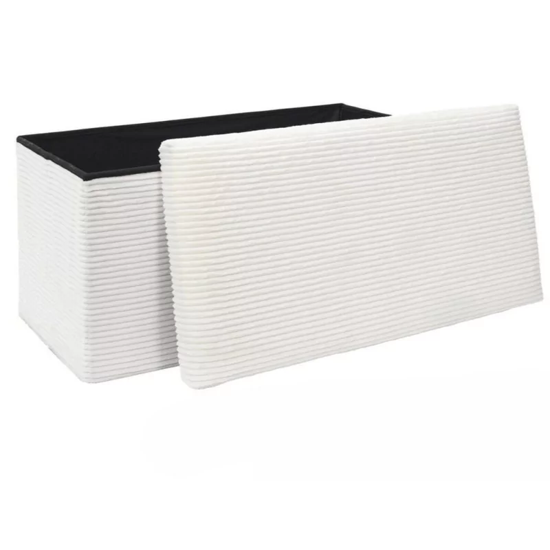 Coffre Banc Pliable SCOTT en Velours Côtelé | Rangement et Assise | Couleur Beige/Crème Coffre Banc Pliable SCOTT en Velours Côtelé | Rangement et Assise | Couleur Beige/Crème