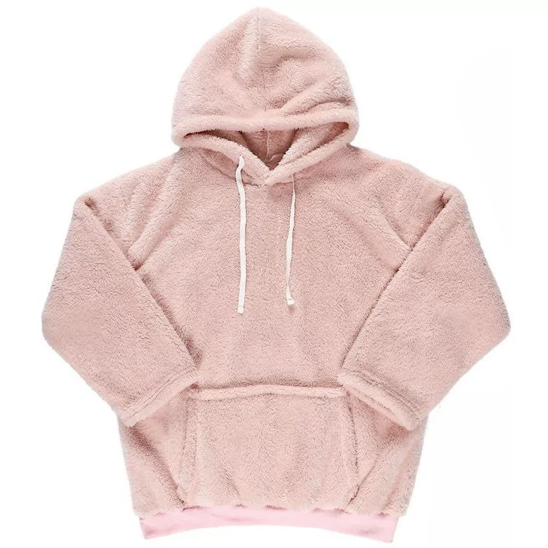 Sweat à Capuche Hoodie Oversize Polaire Rose | FLEMME DE OUF Sweat à Capuche Hoodie Oversize Polaire Rose | FLEMME DE OUF
