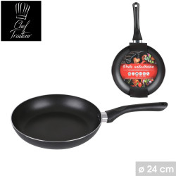 Poêle Antiadhésive CHEF TRAITEUR Noire Tous Feux (y compris Induction) | Diamètre 24 cm