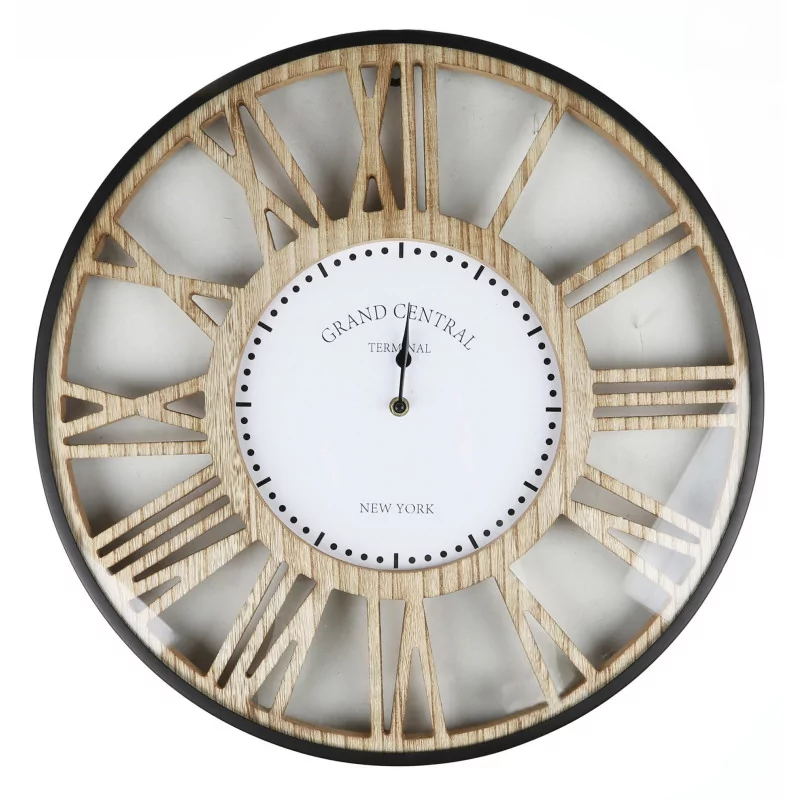 HORLOGE MURALE EN METAL ET MDF D50CM