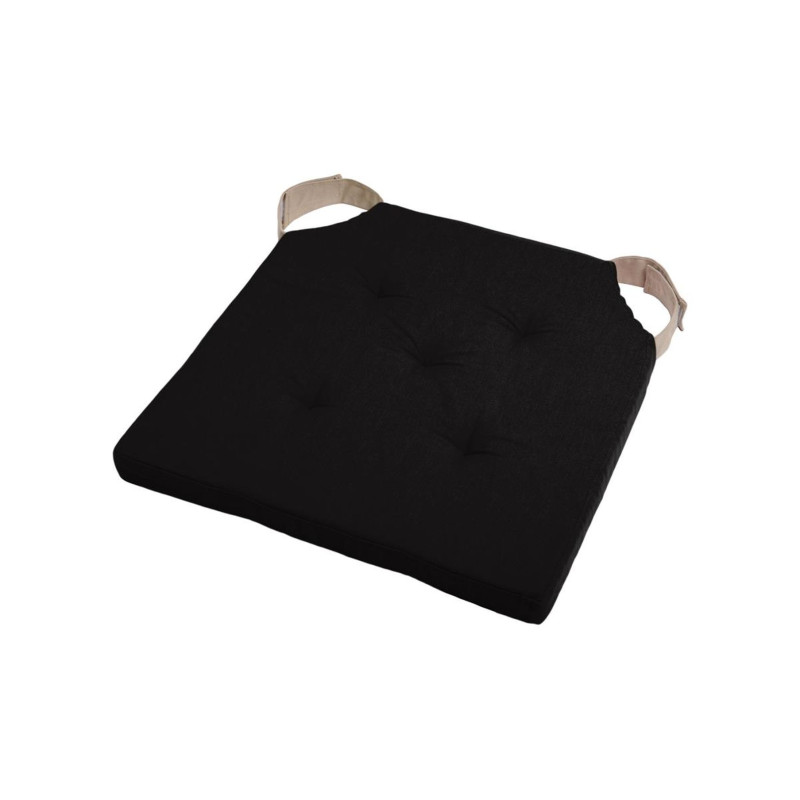 GALETTE DE CHAISE VELCRO NOIR/LIN 38X38 GALETTE DE CHAISE VELCRO NOIR/LIN 38X38