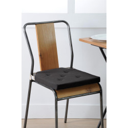 GALETTE DE CHAISE VELCRO NOIR/LIN 38X38