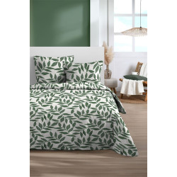 PARURE AJANIA VERT 240X220CM MICROFIBRE