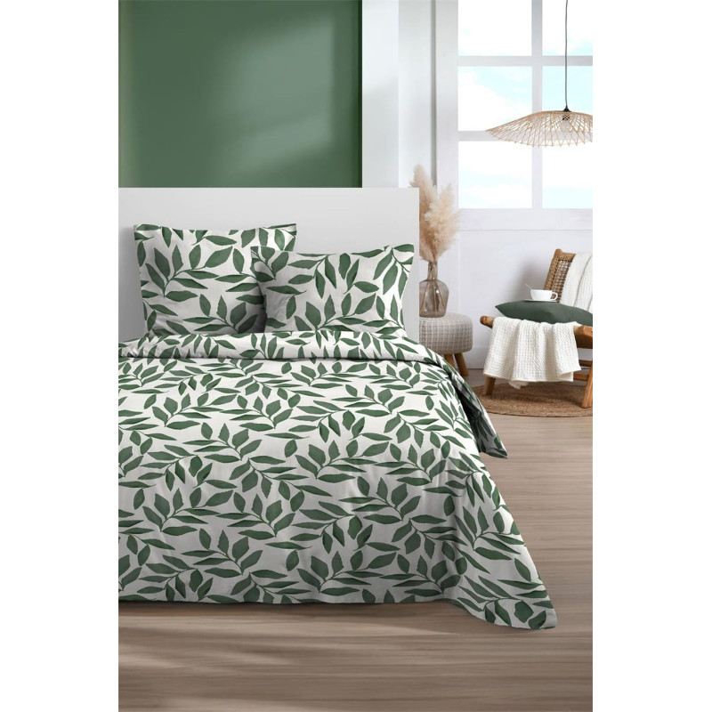 PARURE AJANIA VERT 240X220CM MICROFIBRE