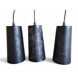 Plafonnier Pendant Couleur Noir x3 avec support barre