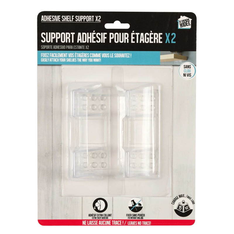 Support Adhésif pour Étagère (Pack de 2) Support Adhésif pour Étagère (Pack de 2)