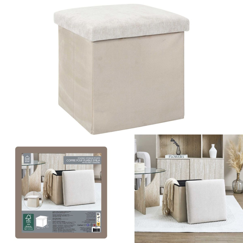 COFFRE POUF PLIABLE EMILIA BEIGE