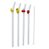 PAILLE EN VERRE FORME FRUIT X4 AVEC GOUP
