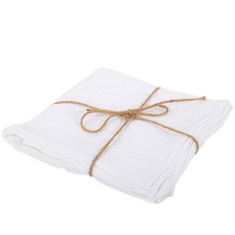 4 Serviettes Gaze de Coton Blanc 40x40cm