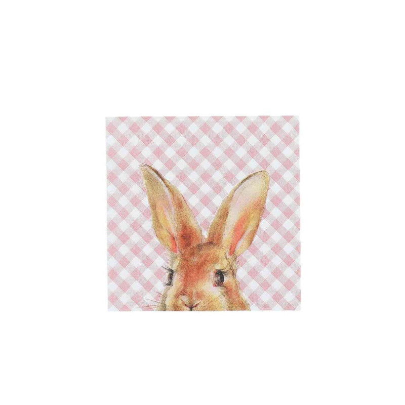 20 Serviettes Cocktail Lapin Papier Blan
