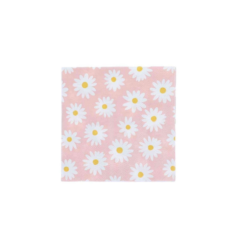 20 Serviettes Cocktail Marguerite Papier