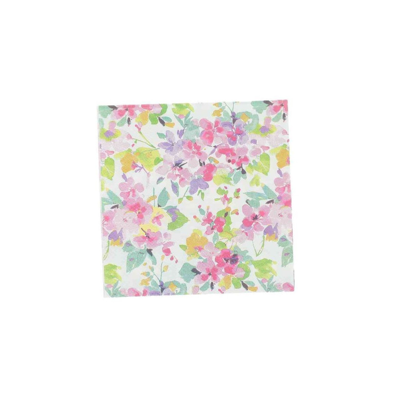 20 Serviettes Cocktail Fleuries Papier B