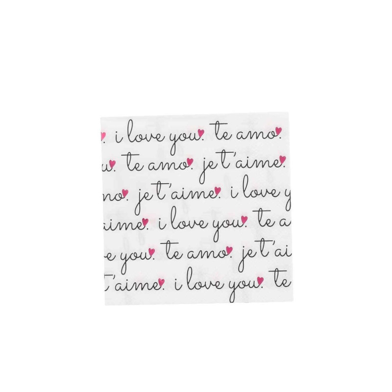 20 Serviettes Cocktail "I love you, Te a