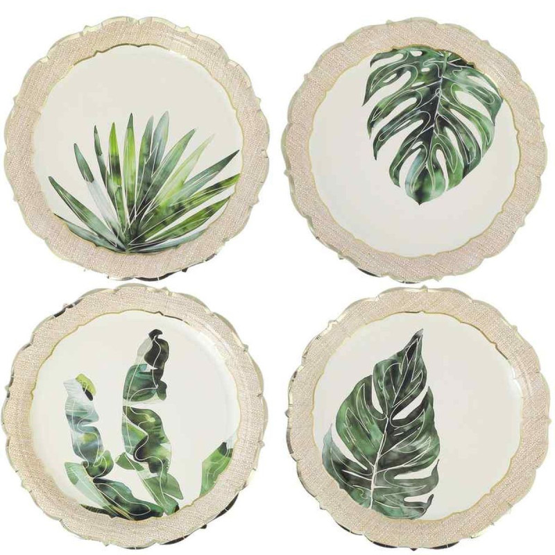 8 Assiettes Coco Palm Carton Crème, Effe