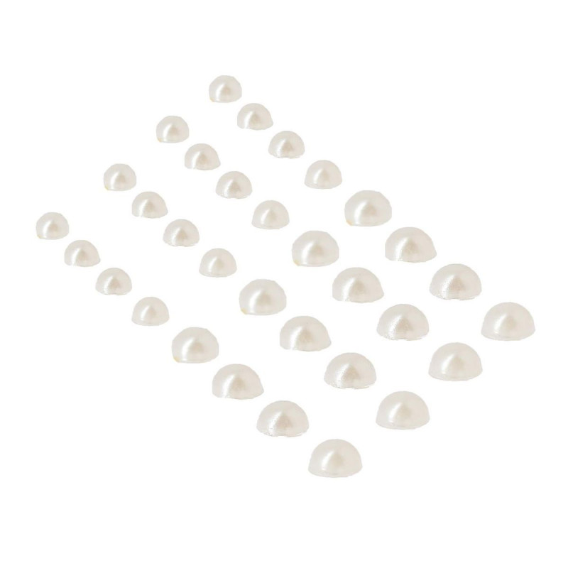 144 Demi-Perles Blanches Nacrées avec Ad