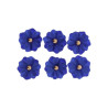 6 Magnolias Tissu Indigo et Perles Or Ø4