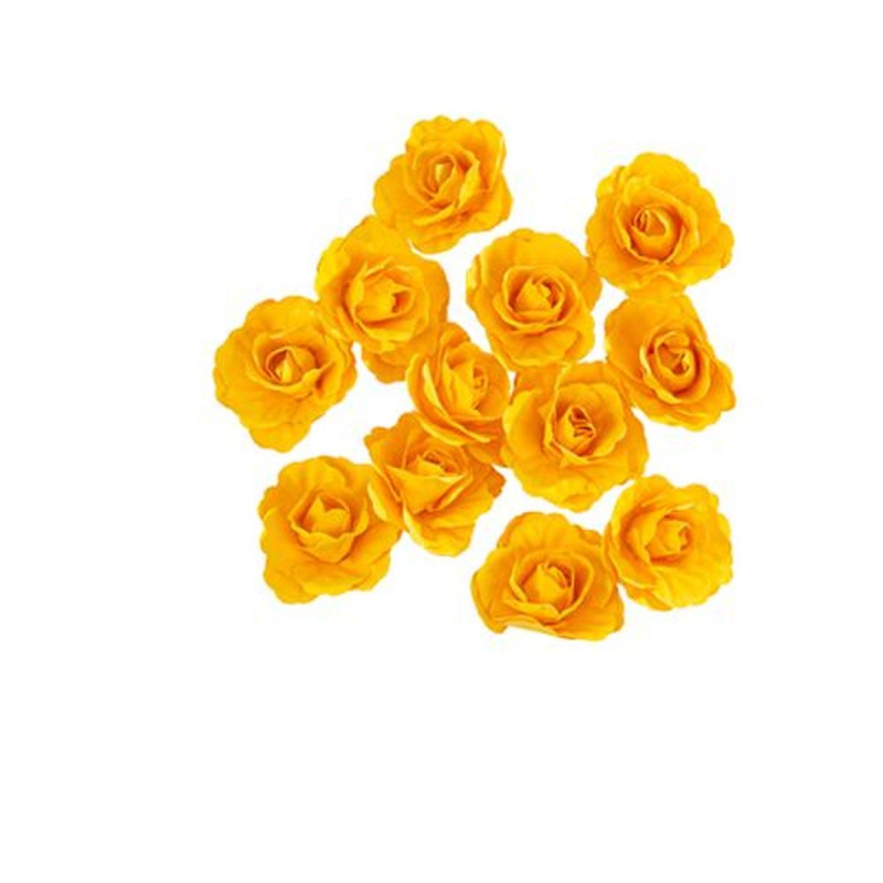 12 Roses Papier Ocre Ø3.5cm avec Adhésif
