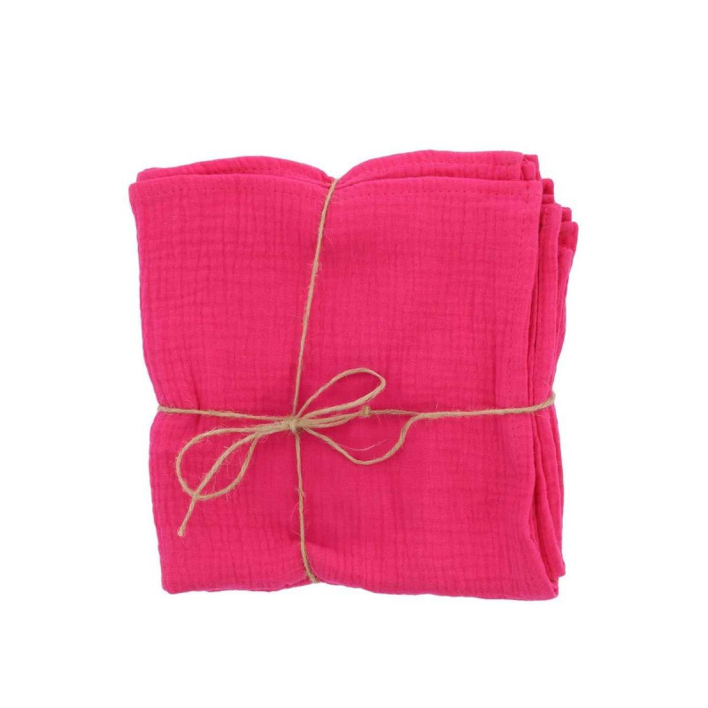4 Serviettes Gaze de Coton Framboise 40x