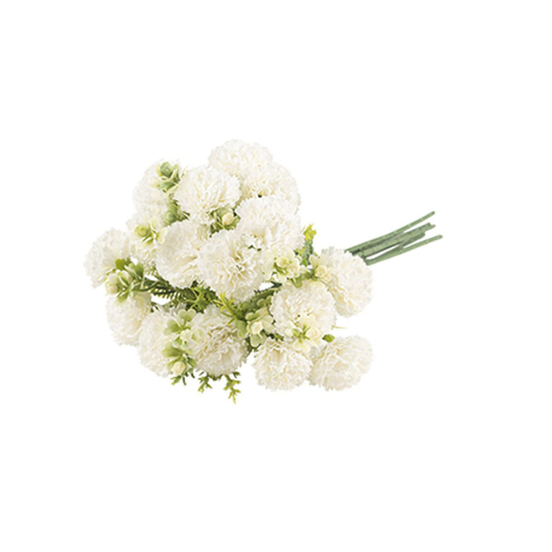 Bouquet de 16 Œillets Blanc et Feuillage