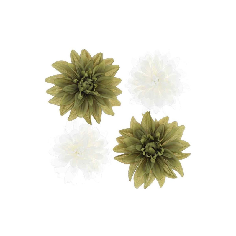 4 Fleurs de Dahlia Pistache et Crème De