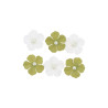 6 Fleurs Papier Vert Pistache et Perles